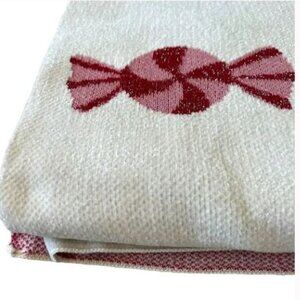 NWT JINGLES & JOY Christmas Peppermint Candy Throw 50x70 Cream Holiday Blanket